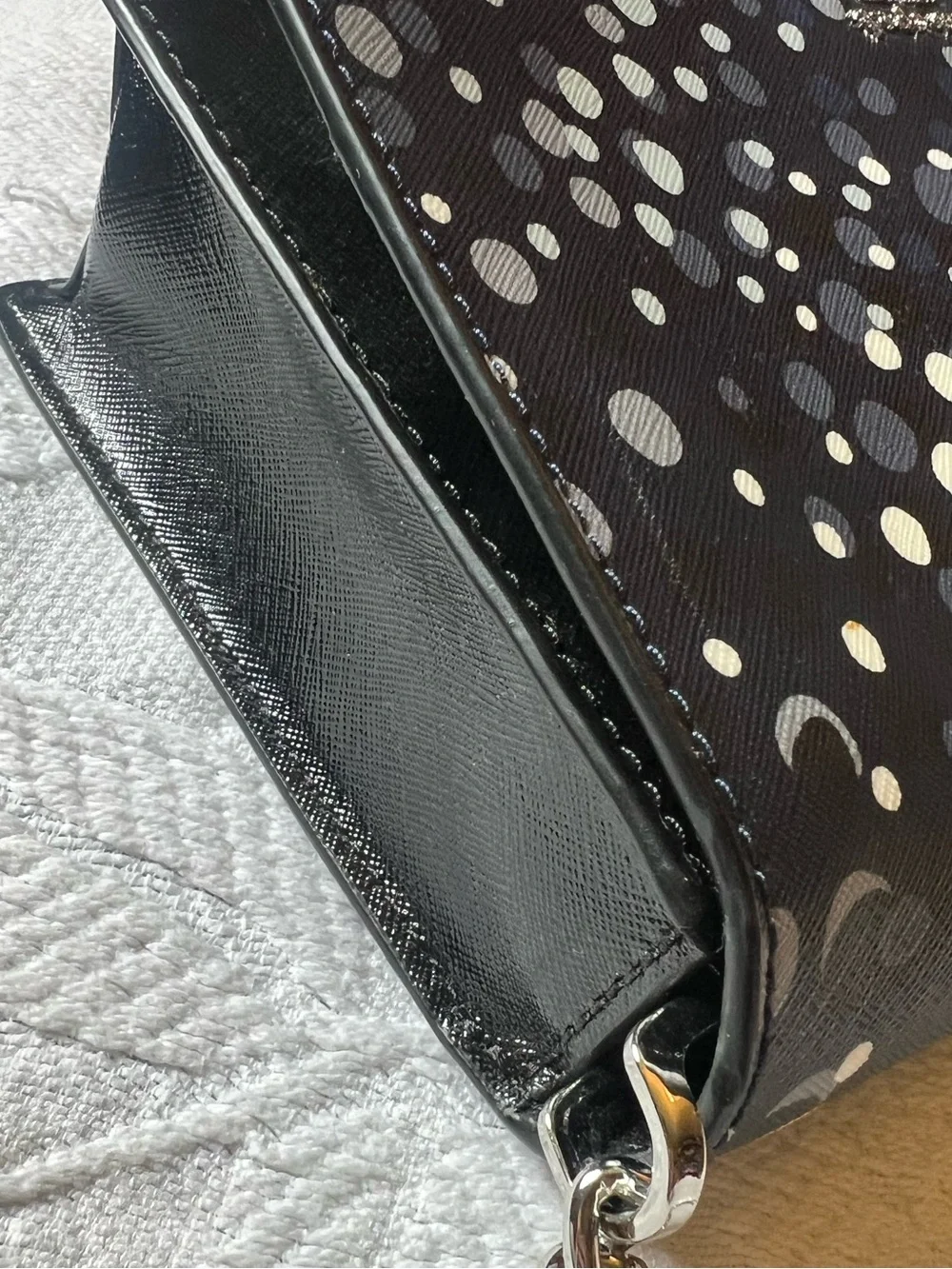 kate spade Black and White Polka Dot Chain Shoulder Bag